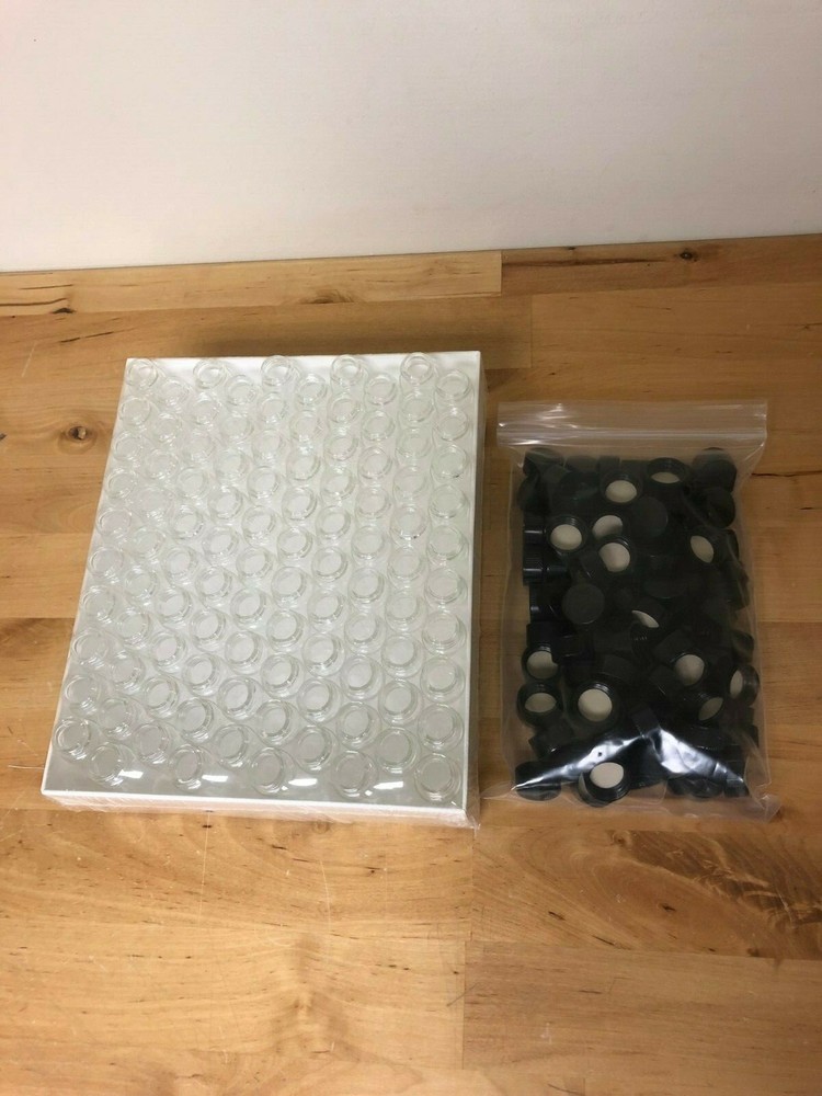 CLEAR VIAL, 24ML, 23X85MM , 20-400MM THREAD W/ 14B LINED CAPS PK/100 *NEW*