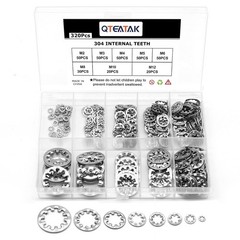 320Pcs Lock Washers 304 Stainless Steel Internal Star Washer Assortment Kit