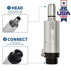 AZDENT Dental Low Speed Handpiece Air Motor 1:1 Direct Drive 2Holes 20000rpm
