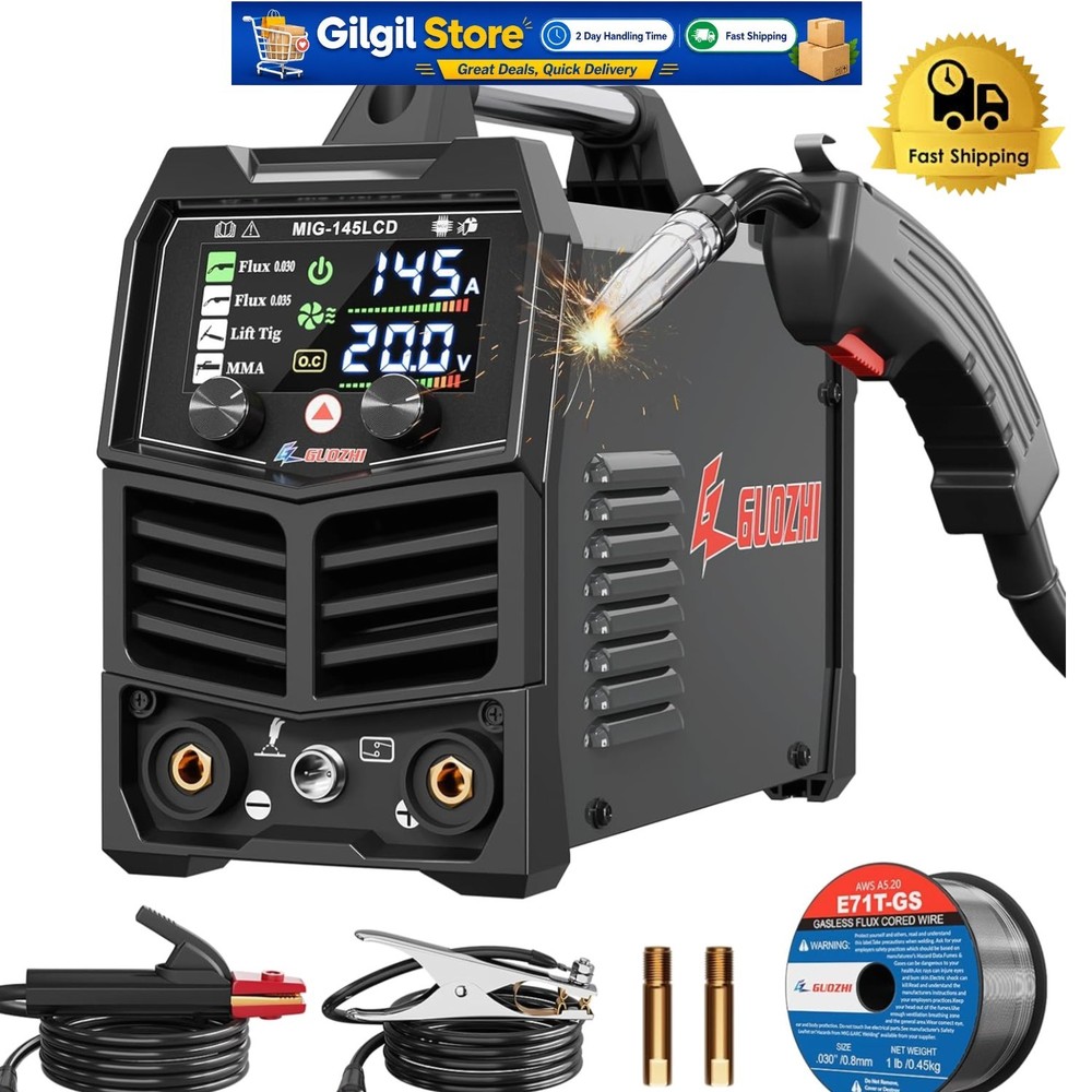 User-Friendly 145A MIG Welder – Lightweight & Safe with Advanced Protection