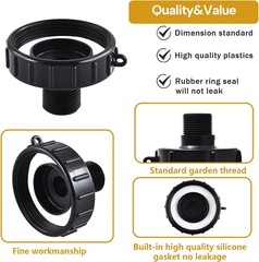 275 330 IBC Tote Tank Food Grade Drain Adapter 2.44″ (62mm) Fine Thread x 3/4″