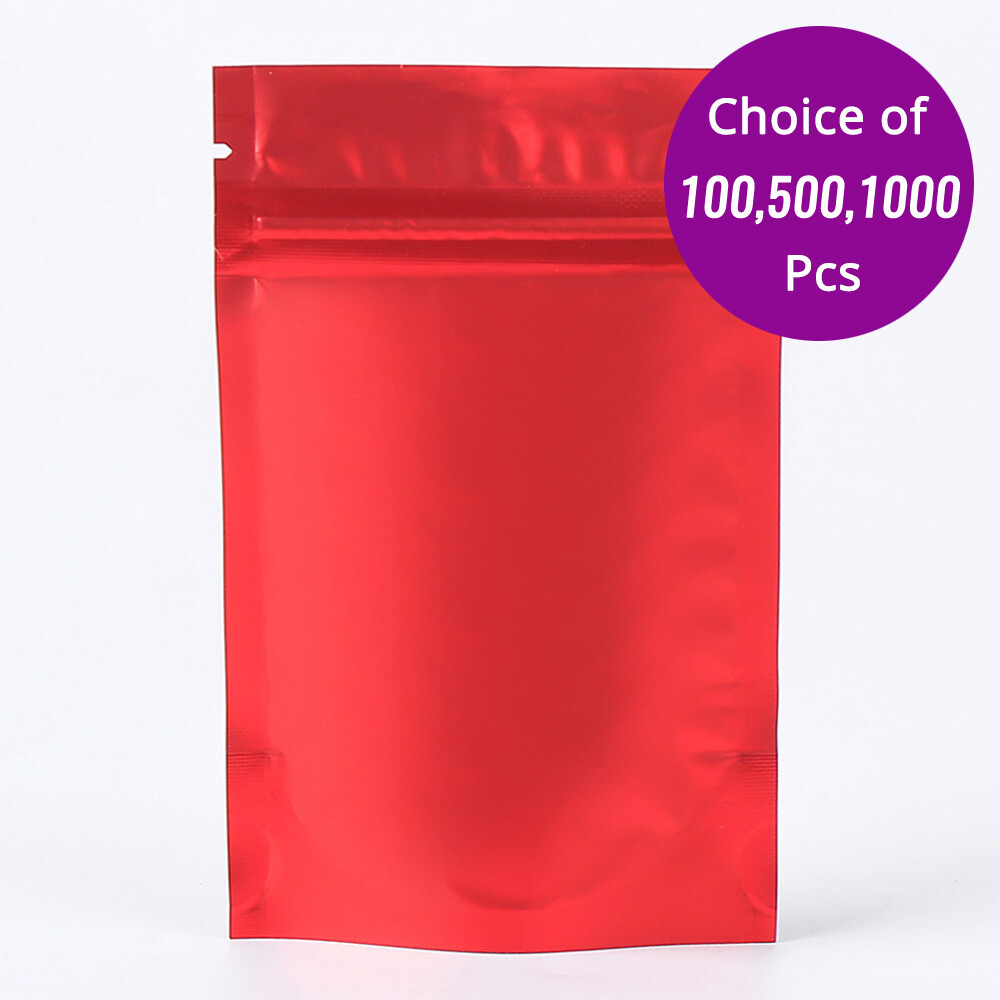 5x7in Matte Clear Front Red Back Foil Mylar Stand up Zip Lock Bag w/ Machine M1