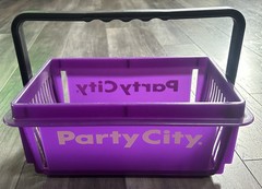Small Child Size Party City Purple Plastic Shopping Candy Basket. RARE Closed