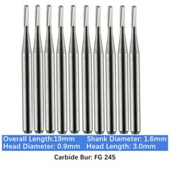 Vakker Dental Tungsten Carbide Burs for High Speed Handpiece FG 19mm
