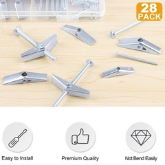 Heavy Duty Hollow Wall Anchors for Drywall Ceiling, Toggle Bolts and Wing Nut