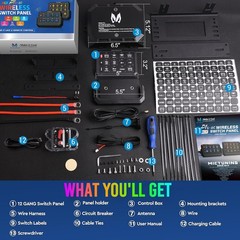 Wireless RGB Switch Panel LED Strobe Toggle Momentary 80A Circuit Relay System