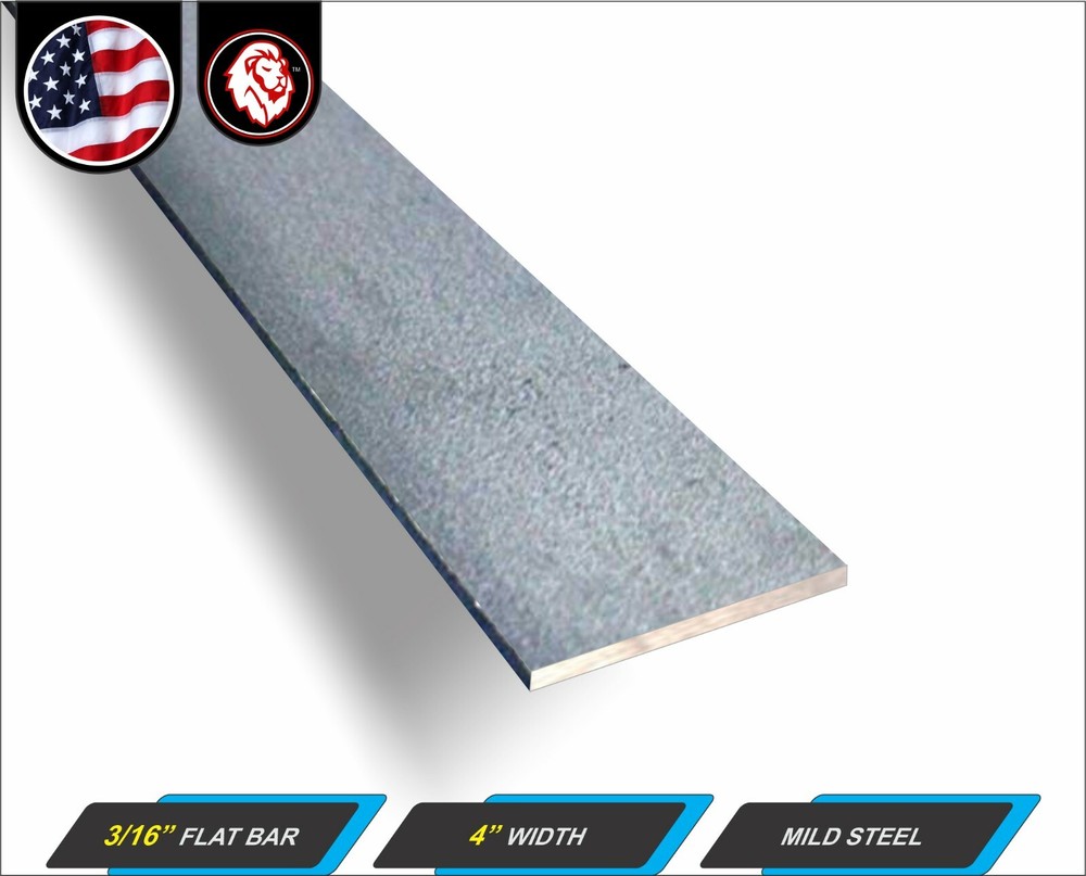 3/16″ x 4″ Steel Flat Bar – Flat Metal Stock – Mild Steel – 24″ Long (2-ft)