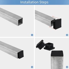 WZB 1 1×1 Square Tube End Cap Plastic Plugs 12 Pack, 1×1 1 Inch Square Tubing
