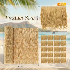 Novabright 20 Pcs 20” x 18.5” Artificial Straw Roof Thatch Rolls and Brown