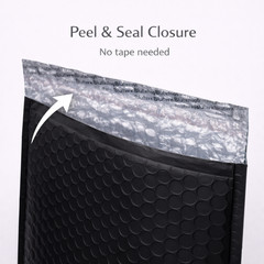 6.5×10 Matte Metallic Black Poly Bubble Mailers Padded Self Seal Shipping