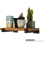 6 Pcs Floating Shelf Brackets 6″ Heavy Duty Wall Mounted Industrial Metal -Black