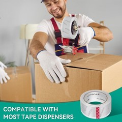 6 Rolls Clear Heavy Duty Packaging Tape Refills 2.7 mil Thick 2 in Wide 65 Yards