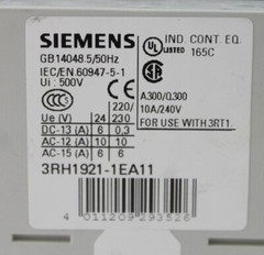Siemens 3RT1046-1AV60 Contactor + 3RH1921-1EA11 Auxiliary