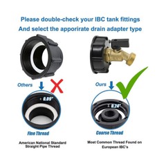 275 330 Gal IBC Tote Tank Hose Adapter 2″ Brass Fittings Faucet Shut-Off Valve