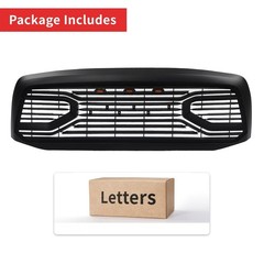 Front Horizontal Grille 2006-2008 Ram 1500 ABS Big Horn Style w/Lights Black