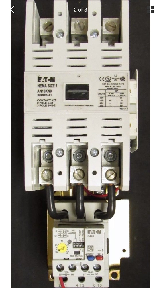 EATON CUTLER HAMMER AN19KN0A5E100 Size 3 Starter Solid State Overload 120V Coil