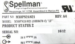 Spellman MX8PN24/621 Power Supply MX8PN24/621AB (1033476 C) AB Sciex Working