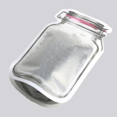 Multi-Size Red/Clear/Red Matte Mylar Bottle Shape Stand Up Zip Lock Bag