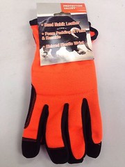 Touch Screen, High Vis Synthetic Leather Mechanics Gloves, Orange Color Size L