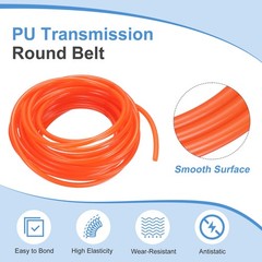 PU Transmission Belt, 3.5mm Dia 10ft (3 Meters) Length (Smooth Surface, Orange)