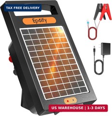 24 Hour Solar Electric Fence Charger, 10 Miles, Up to 10200v Output Range Electr