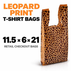 Bags Leopard Print Plastic T Shirt Retail Shopping Checkout Bags 11.5 x 6 x 21