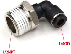 1/2 Npt Push to Connect Air Fitting 1/4 Inch OD Tubing Elbow Air Line Quick Con