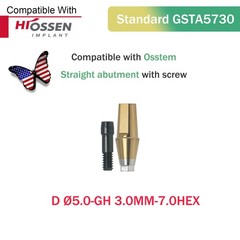 Dental Straight Transfer Abutment Regular Ø5.0 mm Hex GH 1–6 mm Hiossen/Osstem