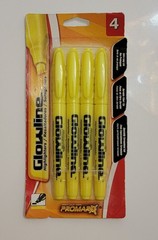 PROMARX GLOWLINE Chisel Point Highlighter Pens Pack of 4 Yellow – BRAND NEW