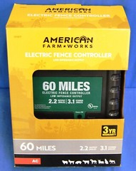 American Farm Works Electric Fence Controller 60 Miles NEW IN ORIGINAL PACKAGE