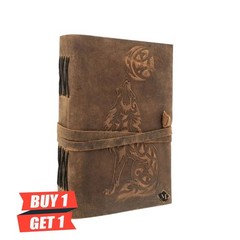 Leather Journal-Handmade Wolf Embossed Diary 5×7 Unlined 200 Pages Notebook B1G1