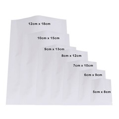 Flat Glossy White Open Top Mylar Bags Sample Pouches Variety QTY & Sizes