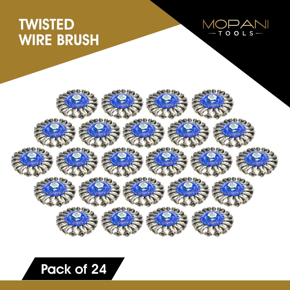 24Pcs Wheel Wire Brush 4-Inch (4″ Twisted/Knotted) 5/8″-11 UNC Angle Grinder