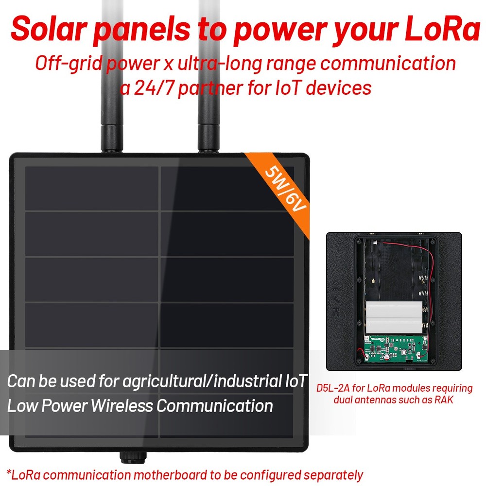 D5L Solar Powered DIY Solar Meshtastic LoRaWAN RAK Wisblock With LoRa Antenna