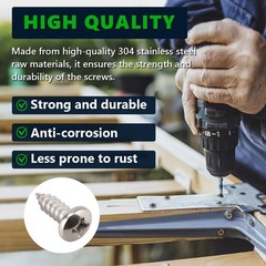 10 x 2-1/2 40 Pack Stainless Steel Phillips Pan Head Wood Screws, Stainless