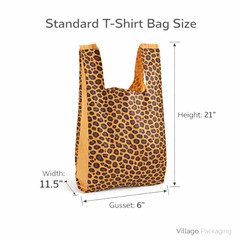 Leopard Print T Shirt Bags 11.5 x 6 x 21 Plastic Retail Checkout Bags HDPE