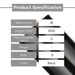 18″ x 1000′, Pallet Wrap Stretch Film Packing Black Hand Shrink Wrap 8 Rolls