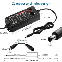 72W Power Supply DC 3V~24V Adjustable Variable Universal Switching AC/DC Adapter