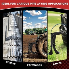 Heavy Duty Pipe Layer Attachment for 3 Point Hitch, Fits Trencher Ripper, 1.5” W