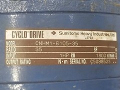 Sumitomo TC-F Induction Motor SM-CYCLO 1 HP 4P 3 Ph w/CYCLO Drive CNHM1-6105-35