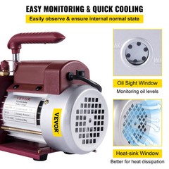 4.5 CFM Single-Stage Rotary Vacuum Pump HVAC/Auto AC 4.5CFM 1/3HP 1/4″ACME inlet