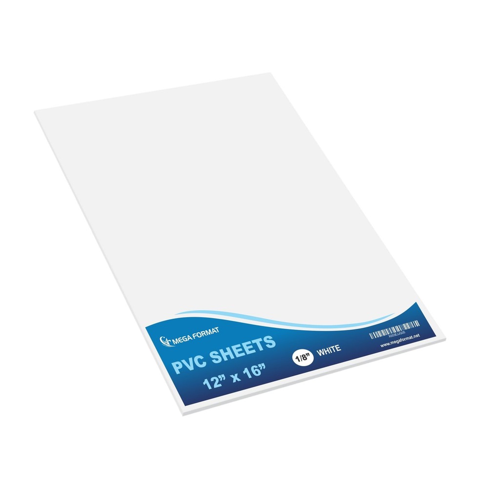 Rigid PVC Plastic Sheets Sintra Celtec Hard Board White 1 PCS 1/8x12x16 Inch