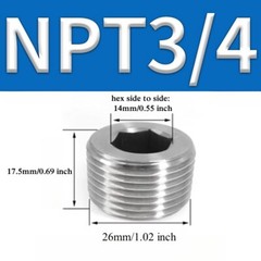 STAINLESS STEEL PLUG ALLEN HEAD 3/4″ NPT PIPE 2PCS,USA STOCK!!