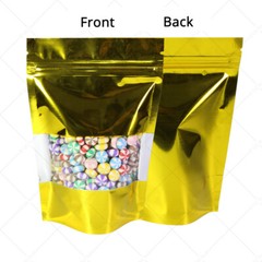 Multi-Clolor & Size Glossy Foil Mylar Stand Up Zip Lock Bag w/ Rectangle Window
