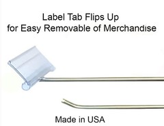 200 PACK 6 Inch Flip Scan™ Metal Peg Hooks w/Label Holder 1/8″ to 1/4″ Pegboard