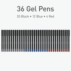 Pentonic Gel Pens, 36 Count, Assorted Colored Ink 36 Black, Blue, Red