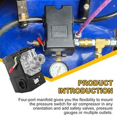 LF10-4H Air Compressor Pressure Switch Parts 4-Port Black