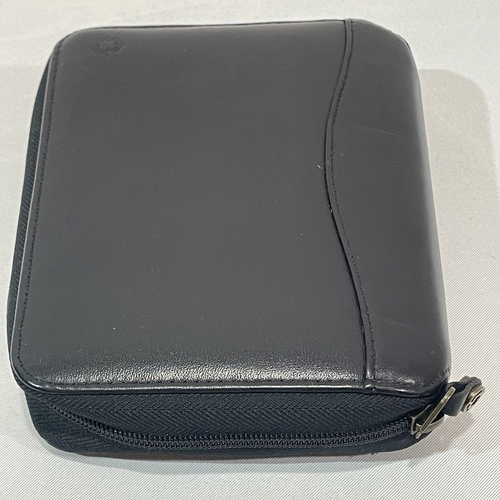 Franklin Covey Spacemaker Planner Black Leather 6 Ring Binder Zip Around Empty