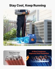VEVOR Portable Refrigerant Recovery Machine 3/4 HP Single Cylinder Vapor Liquid