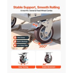 Uimoso Heavy Duty Foldable Platform Cart, 2650 lbs Capacity with Wheels